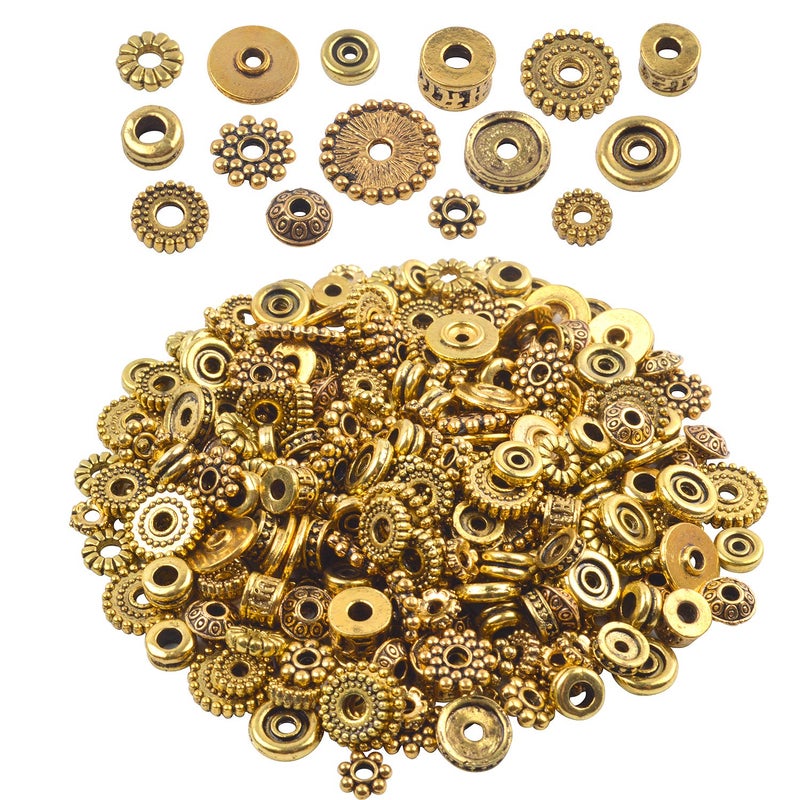 BronaGrand 100 Gram(About 170-300pcs) Bali Style Antique Gold Spacer Beads Jewelry Findings Accessories for Jewelry Making Bracelet Necklace - Image 1
